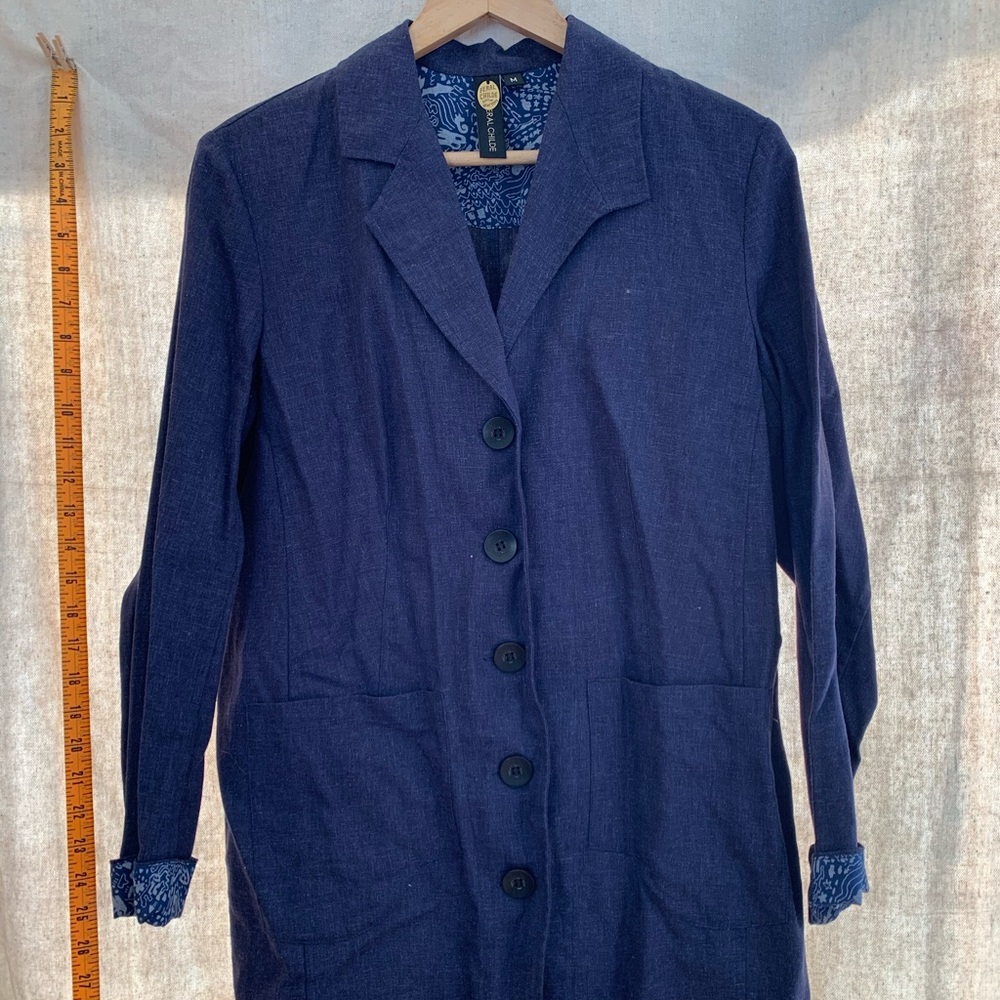 Feral Childe linen smock coat in navy